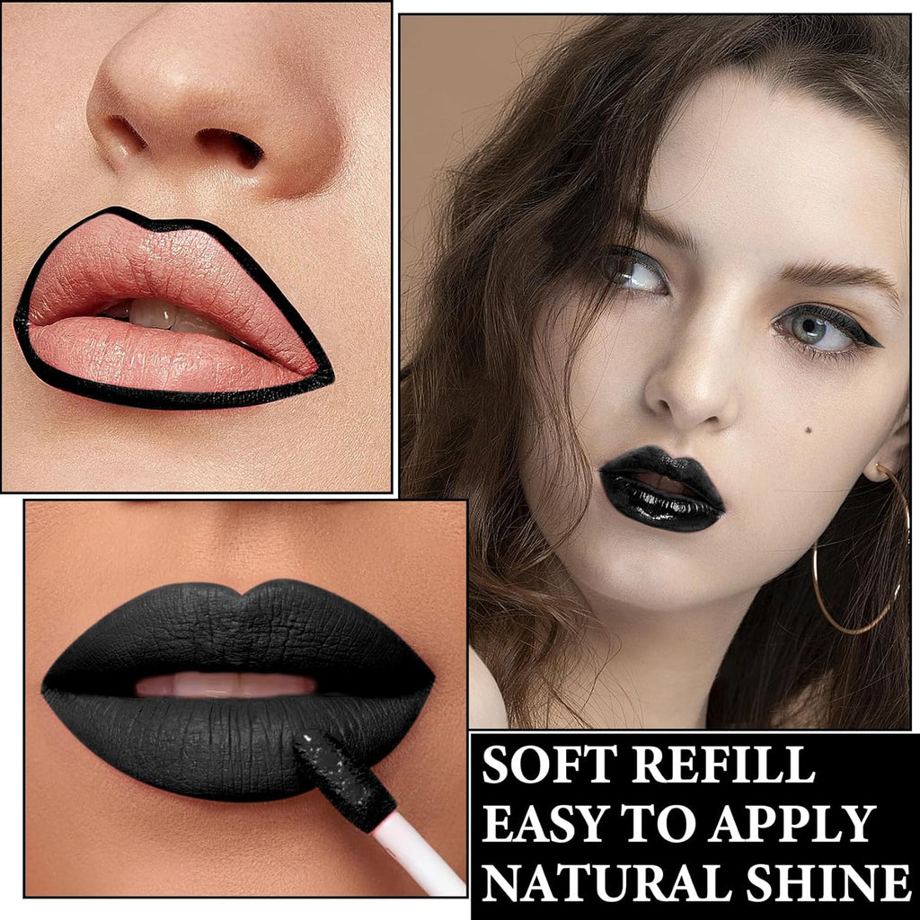 Matte Black Lipstick, Gloss & Liner Trio Set