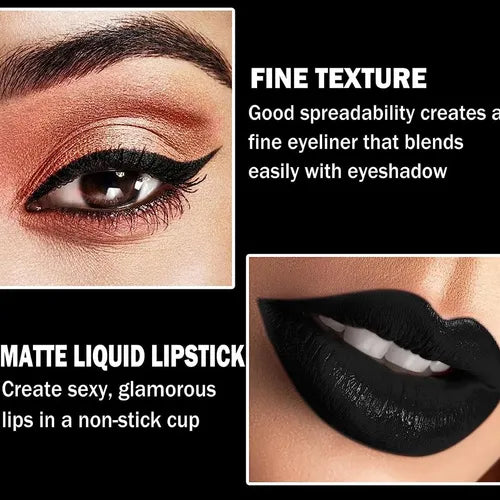 Matte Black Lipstick, Gloss & Liner Trio Set